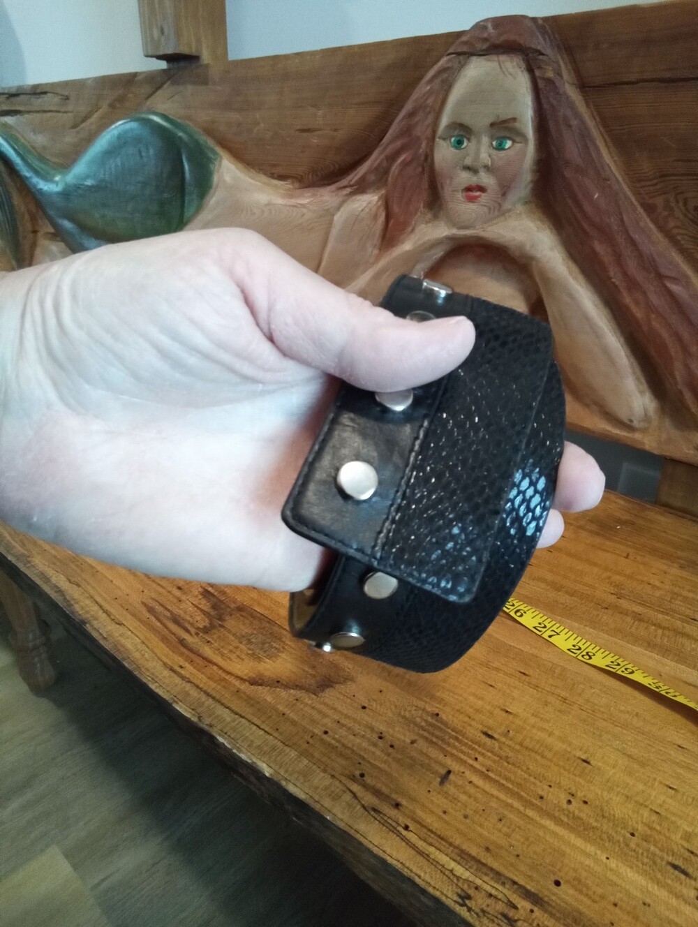 Via Spiga Black Studded Leather Lined 30" Belt